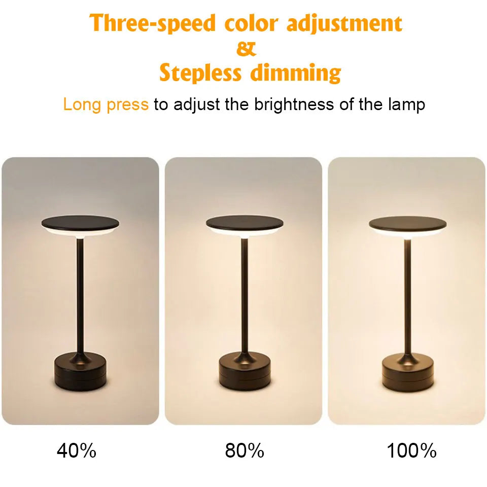 LED Table Lamp Touch Sensor Night Light USB Rechargeable Portable Bedroom Night Light Wireless Reading Lamp Restaurant Hotel Bar MonAspi