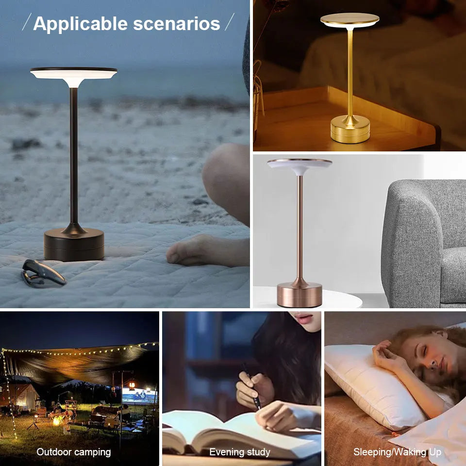LED Table Lamp Touch Sensor Night Light USB Rechargeable Portable Bedroom Night Light Wireless Reading Lamp Restaurant Hotel Bar MonAspi