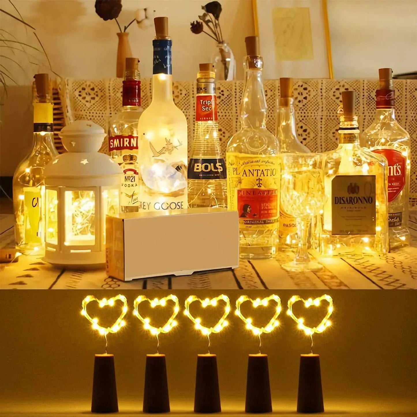 Bar LED Wine Bottle Cork 2M String Lights Christmas Decoration Led Lamp Bottle Fairy Lights Holiday Copper Wire Lights String MonAspi