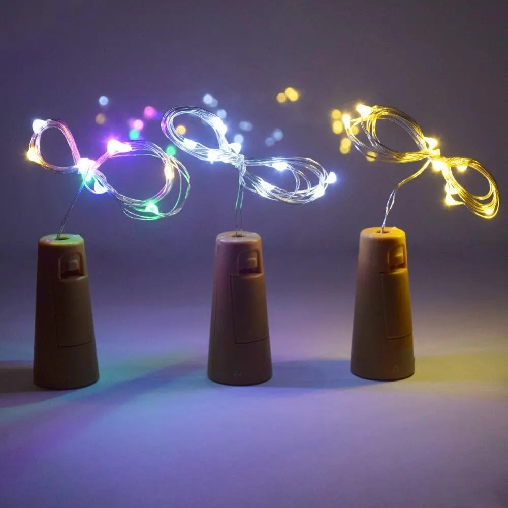 Bar LED Wine Bottle Cork 2M String Lights Christmas Decoration Led Lamp Bottle Fairy Lights Holiday Copper Wire Lights String MonAspi