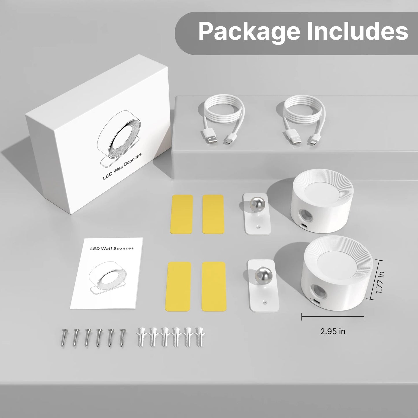 LED Indoor Wall Lamps with 2000mah Rechargeable Battery 360 Rotation Wall Light Adjustable Modern Nordic Fixtures Bedroom Decor MonAspi