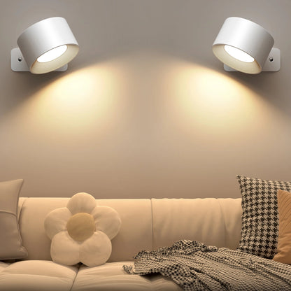 LED Indoor Wall Lamps with 2000mah Rechargeable Battery 360 Rotation Wall Light Adjustable Modern Nordic Fixtures Bedroom Decor MonAspi