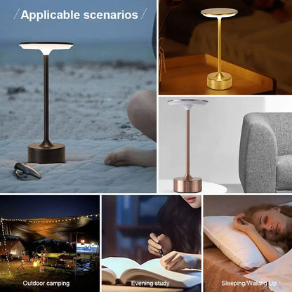 LED Table Lamp Touch Sensor Night Light USB Rechargeable Portable Bedroom Night Light Wireless Reading Lamp Restaurant Hotel Bar MonAspi