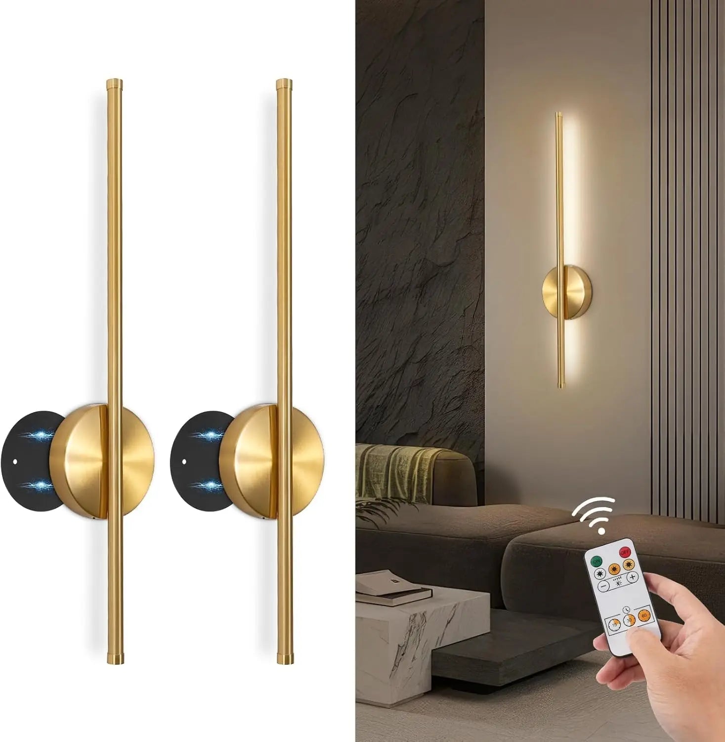 LED Rechargeable Wall Light Installation Free Wall Sconce 1PC 50CM  Dimming For Livingroom Sofe Beside Bedroom Wall Decor Lamp MonAspi