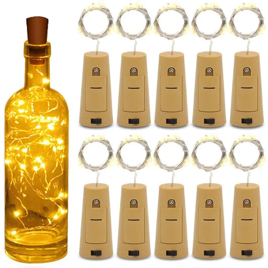 Bar LED Wine Bottle Cork 2M String Lights Christmas Decoration Led Lamp Bottle Fairy Lights Holiday Copper Wire Lights String MonAspi